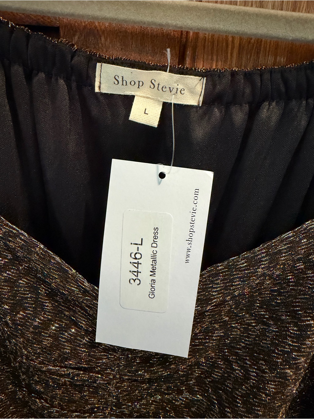 Metallic Black And Gold V-Neck Tiered Maxi Dress — image 3 of 6